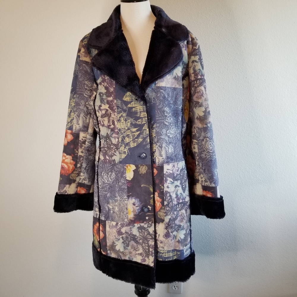 Coldwater Creek Floral Faux Suede Coat - Picture 4 of 8